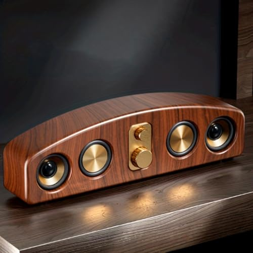 2400mAh Retro Wooden Bluetooth Speaker, 5.0 Channel Wireless Surround Sound System, Cinema Quality Audio, Composite Diaphragm, Wired/Wireless Switching, Compatible with Mobile Devices (Wood)