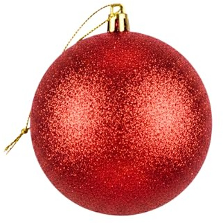 20 cm große, rote Weihnachtskugel, PVC, bruchsicher, glitzernd, Weihnachtsdekoration, Festliche Weihnachtsbaum-Hängedekoration, rundes Ornament für Urlaub, Heimdekoration