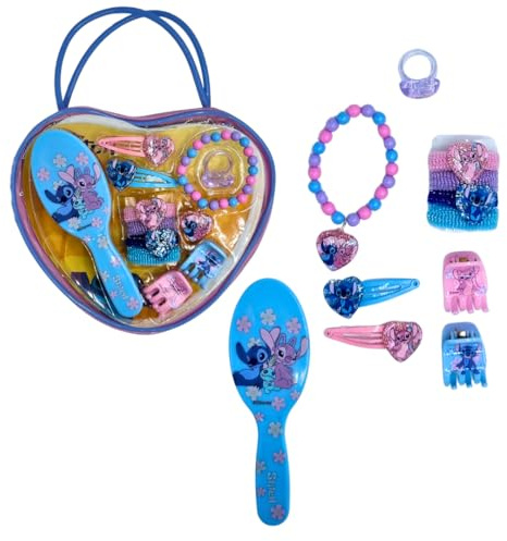 ARDITEX, Disney Stitch Haarspangen Mädchen, Stitch Haarschmuck, Hair Clip und Haargummis Kinder für Mädchen, Haarschmuck set als Geschenk, 11 Stück