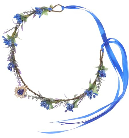 STOBAZA Feen Stirnband mit Strassblättern und V förmigem Blumenkranz Handgefertigtes Violettes Haar Accessoire für Damen Renaissance Kostüm und Festliche Fotoshootings