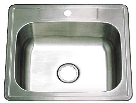 Kingston Brass GKTS252281 Studio Self Rimming Single Bowl Kitchen Sink, 25-Inch x 22-Inch x 8-Inch, Brushed Nickel