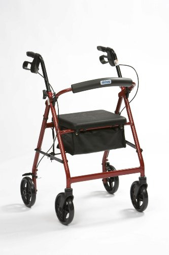Drive Devilbiss R8 Red Lightweight Aluminium Rollator with Height Adjustable Seat