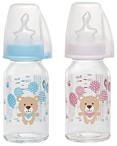 nip Glasflasche 125 ml Boy + Girl mit Trinksauger Silikon Gr. 1 Tee, 2Stück