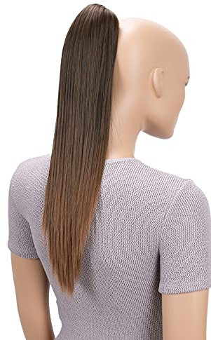 CAISHA 50cm Clip on Zopf Haarteil Pferdeschwanz Haarverlängerung Kunsthaar Glatt Braun Mix H59