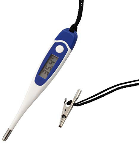 Lantelme digitales Tierthermometer für Hunde, Katzen, Pferde und Großtiere | Wasserdichtes Thermometer mit Schnur, Klammer und Speicherfunktion | Präzise Messungen für Tierpflege und Tierarztpraxis