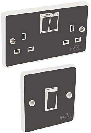 the grafix studio Charcoal Gloss Light Switch & Double Socket Sticker Vinyl/Skin cover