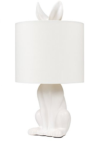 MiniSun | Modern Matt White Ceramic Rabbit/Hare Table Lamp with a White Shade | Table Lamps, Home Décor & Improvement Essential