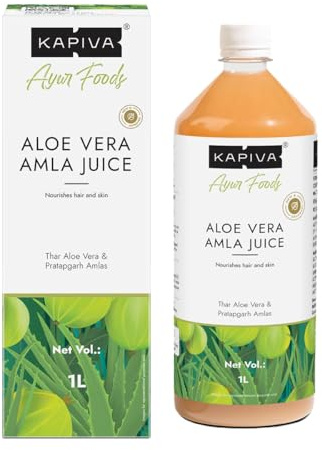 Kapiva Aloe Vera + Amla Juice | Cold-pressed Juice for Glowing Skin | Helps with Metabolism (1L)