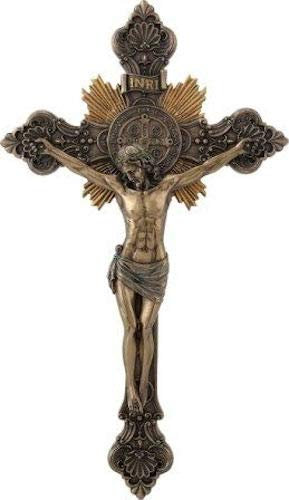 GreekCretanShop Kreuz (Wand Bronze Jesus Kreuzigung Kreuz INRI 35,5 cm (13,97 Zoll)