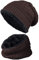 warm gefütterte Beanie + Schal mit Teddy-Fleece Fütterung mit Flechtmuster Wintermütze Einheitsgröße für Damen & Herren Mütze (4A) (Dunkelbraun/Schwarz)