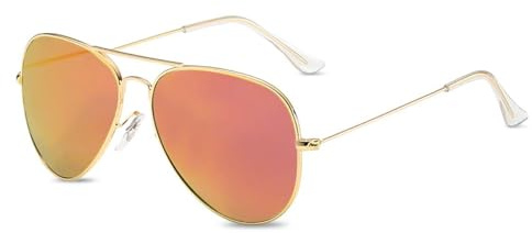 LumiSyne Mode Polarisiert Sonnenbrille Für Herren Damen Retro Pilotenbrille UV 400 Schutz Verspiegelt Linse Metallrahmen Für Fahren Reise