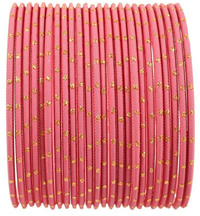 Touchstone Bunte Armband-Kollektion indische Bollywood Exklusiv Goldene Glaze Rose Gold Farbe Designerschmuck Sonder Large Size Armband-Armbänder. Set von 24 für Frauen.