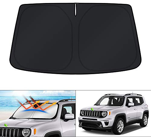 KUST Parabrisas Sun Shade Blocks UV Protector de Visera Parasol Plegable para Jeep Renegade (BU) SUV 2015-2020 2021 Mantén tu Coche Fresco