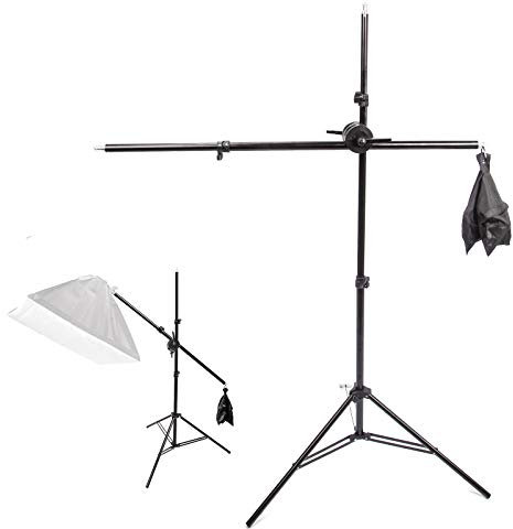 Photo Studio 200 cm Light Stand con braccio di 140 cm e Sandbag per il supporto Softbox Studio Flash per video Ritratto Fotografia Ripresa del prodotto