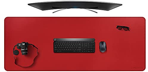 ZORESYN 5XL Huge size Mouse Pads (160 x 60cm) - PU Leather Extended Large Gaming Mousepad Desk Mat - Nonslip Base and Waterproof Desktop Keyboard Extended Mouse Mat (Red, 5XL - Huge size)