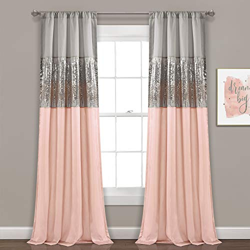 Lush Decor Fenstervorhang, Nachthimmel, 241,3 cm lang x 106,7 cm breit, Grau/Rot