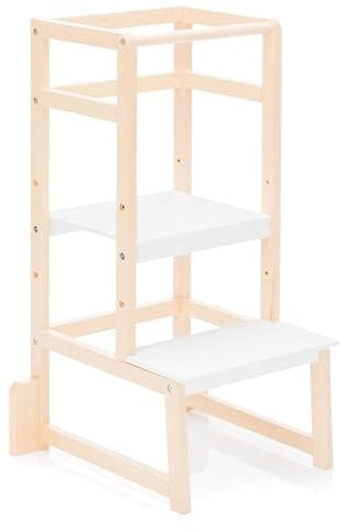 Fillikid Kinder Lernturm Exklusiv | Entdeckertum mitwachsend aus Buchenholz | Lerntower Montessori Lernstuhl ab ca. 1 Jahr | Küchenhelfer höhenverstellbar, extrem kippsicher