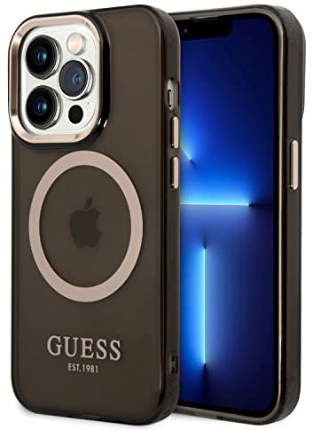 Guess GUHMP14XHTCMK Hülle für iPhone 14 Pro Max 6,7 schwarz/Black Hard case Gold Outline Translucent