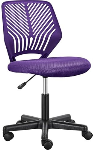 Abician Chaise de Bureau en Maille, Fauteuil d'ordinateur Réglable sans Accoudoirs, Chaise Pivotante à Dossier Moyen, pour Travail Étude Gaming Violet