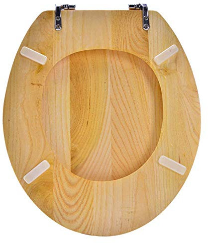 Samnuerly WC-Sitz U/V/O-Form Massivholz-WC-Deckel mit festem WC-Sitzbezug für die Familie,AU