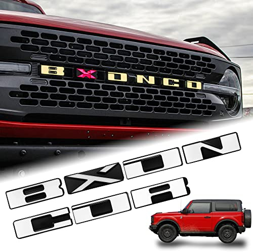 Emblem Logo Bronco LED-Licht für Ford Bronco 2021 2022 2023 2/4 Tür Kühlergrill Emblem Gelb (Nur SUV)