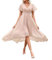 WSEYU Robe de demoiselle d'honneur courte à col en V en mousseline de soie plissée avec poches, rose poudré, 44