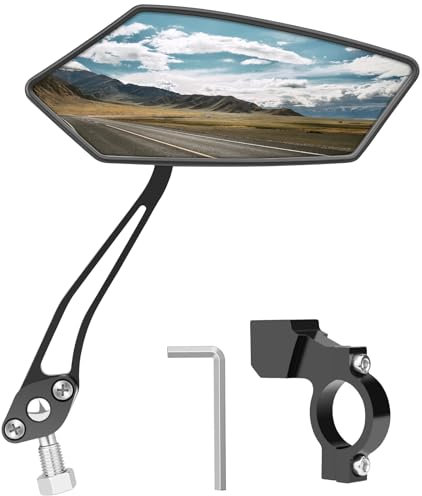Fahrradspiegel für Lenker (Rechter) Lenkerrückspiegel 360° Drehbar Klappbar Schlagfestes HD Echtglas Rückspiegel, Bike Mirror Zubehör Universal für Fahrrad Ebike E-Scooter Roller Motorrad