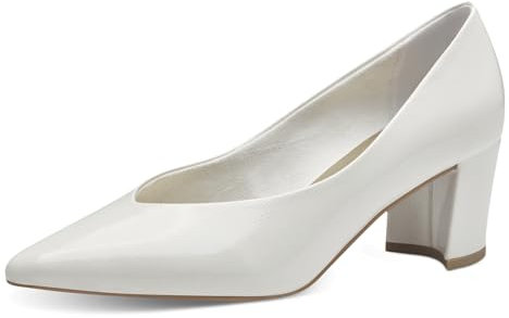 MARCO TOZZI Damen Pumps Spitz Vegan, Weiß (Ivory Patent), 39 EU