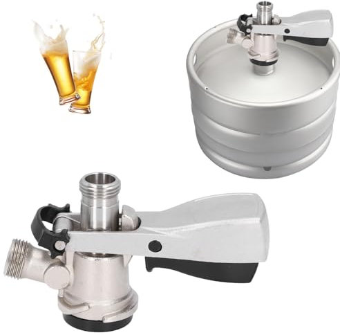 Tissting Kegverschluss Zapfkopf Typ D G5/8 Gewinde Keg Zapfanlage mit Überdruckventil, 304 Edelstahl Brauen Bierfass Fasshähne Bierzapfhahn für Heimbrausystem