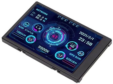 Elprico 3.5in IPS USB Mini Screen, AIDA64 PC CPU RAM Data Monitor, PC Sensor Panel Display, Temperature Monitor for Computer, Temperature Monitoring, 360° Rotation, Energy Saving
