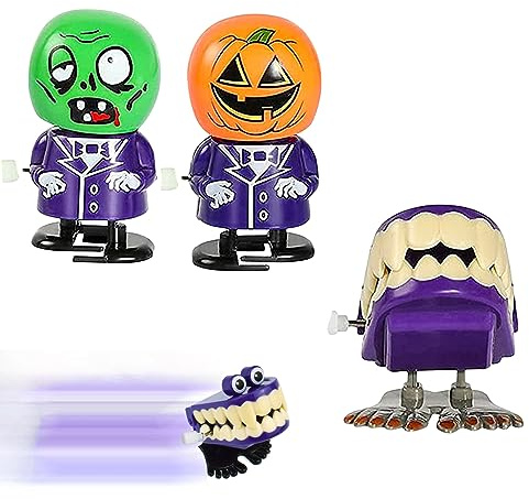 Mienocol 3 Stück Halloween Aufziehspielzeug für Kinder,Halloween-Kürbis Hexe Geist Aufziehspielzeug,Uhrwerk Lauf Spring Spielzeug Halloween Partyr Taschenfüllstoffe Süßes oder Saures Spielzeug