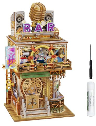 Tonecheer Puzzle 3D Kit, DIY Modello Casa Delle Bambole Scatola di Archiviazione Desktop Creativa, Decorazione Domestica con Apertura Automatica del Coperchio, Regalo di Compleanno (Punk Bar)