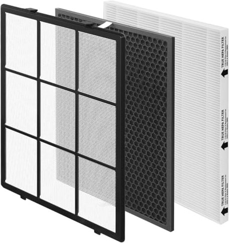 SAKEGDY 116130 Replacement Filter H fit for Winix 5500-2 Air Cleaner Purifier and Winix AM80, Package contain 1 Washable Pre-Filter+1 HEPA Filter+1 Activated Carbon Filter Combo Pack