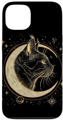 Katze Halbmond Gothic Hexe Schwarz Katzenliebhaber Hülle für iPhone 13