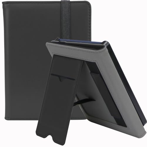 Hülle für Pocketbook Verse/Verse Pro 6 Zoll, Vertikal Kunstleder Ständer Schutzhülle mit Handschlaufe, Kartenfach und Auto Schlaf/Aufwach - Schwarz