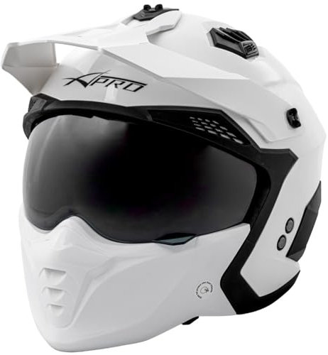 A-Pro Casco Moto Jet Cafe Racer Omologato ECE 22-06 Parasole scooter Bianco XL