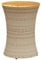 vidaXL Garten Beistelltisch Trommelform, Gartentisch mit Stahlrahmen, Couchtisch für Garten Balkon Terrasse, Tisch, Beige Poly Rattan Massivholz