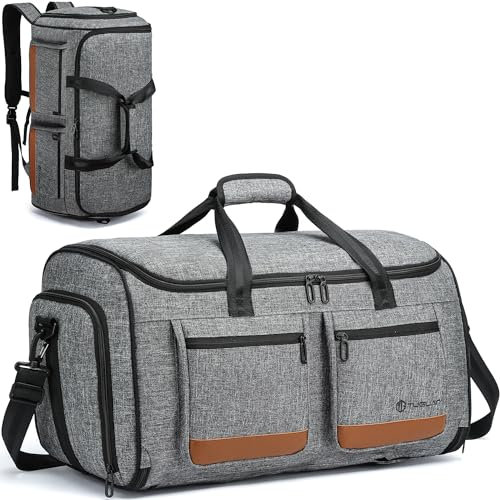 TUGUAN Sac de Voyage Pliable Housse Voyage Costume Polyvalent Homme avec Compartiment pour Chaussures, Sac à Dos pour Vêtements de Voyage Sac De Costume pour Homme Femme, Gris