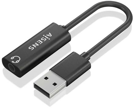CONVERSOR AISENS USB-A A AUDIO 48KHZ USB-A/M-JACK 3.5/H NEGRO 10CM