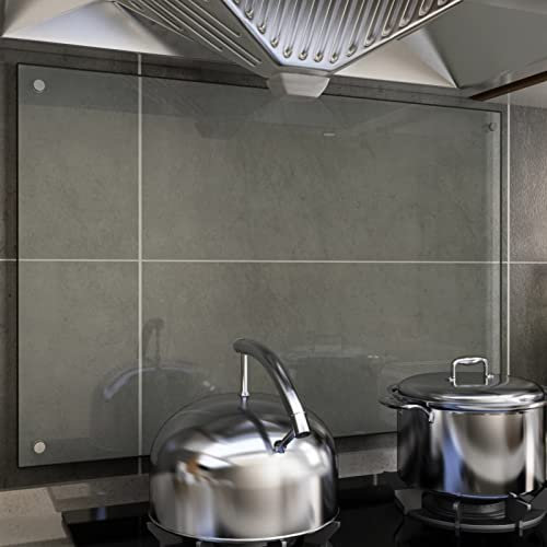 Sufrk Kitchen Backsplash Transparent 90x60 cm Tempered Glass,Tempered Glass Splashback for Kitchen,Toughened Glass Heat Resistant Splashbacks for Cookers - Pre-Drilled Holes with Fixing