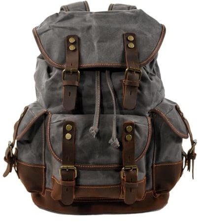 Colcolo Canvas-Rucksack, Reiserucksack, Outdoor, leicht, für Herren und Damen, geräumiges Fassungsvermögen, lässiger Tagesrucksack zum Bergsteigen, Grau