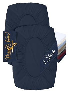 Marie´s Home 2er Pack Kissenbezug für Nackenstützkissen - Kopfkissenbezug für Nackenkissen - Spannbezug und Kissenbezug 1627.2372, M (35-40 x 55-60 cm), Navyblau