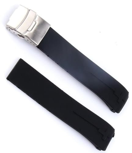 INSTR Sport-Silikon-Armband für Tissot Touch T013 T047 T-Sport T013420A T047420A T33 Wasserdichtes Uhrenarmband(Black silver1 21mm)