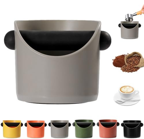 MORAINJAY Abklopfbehälter für Kaffeesatz, Grau Abschlagbehälter für Siebträgermaschin Zubehör, Kaffeemaschine Abschlagbox Gerader Mund Kaffeesatz Eimer für Barista Zubehör, Knock Box für Kaffeesatz
