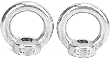 2 Stück Écrou à oeil de levage, Ringmuttern Pour Fixation et Suspension | Edelstahl Ringschrauben Mutter für Industrie Marineyachten Schnellboote(M12)