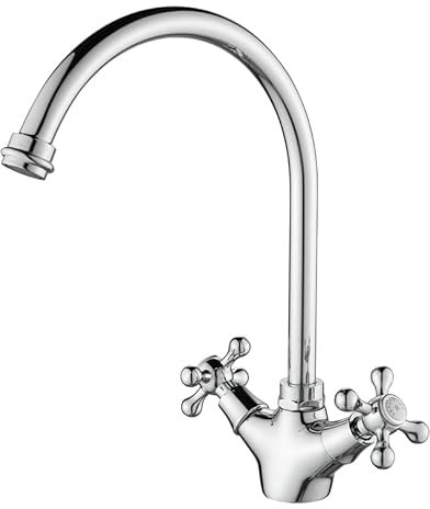 AquaTrimo Windsor Nostalgische Küchenarmatur mit rundem Auslauf, Chrom 21WS7652CM