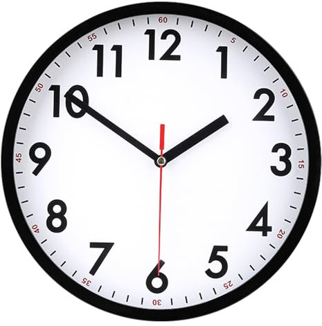 EMITDOOG Wall Clock Modern Kitchen Small Silent Analog Round Simple Quiet Quartz Black Wall Clocks Battery Operated Non Ticking for Bathroom Office Garage School