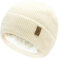JFAN Beanie Mütze Herren Winter Unisex Wintermütze Strickmütze mit Dickem Warmem Futter Dehnbare Weiche klassisches Wollmütze Warme Fleece Laufmütze Beanie Damen für Winter & Herbst,Weiß