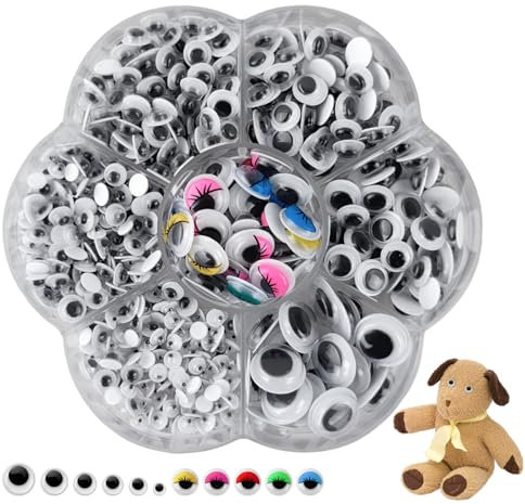 CNMTCCO 700 Stück Selbstklebende Wackelaugen 4mm -12mm für DIY Scrapbooking Spielzeuge Zubehör