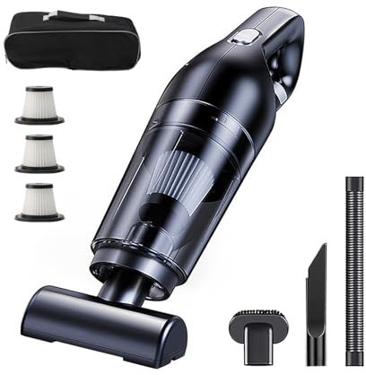 Car Vacuum Cleaner, Rechargeable Handheld Vacuum Cleaner 10000 Pa Powerful Suction Portable Lightweight Car Hoover for Home Office Kitchen